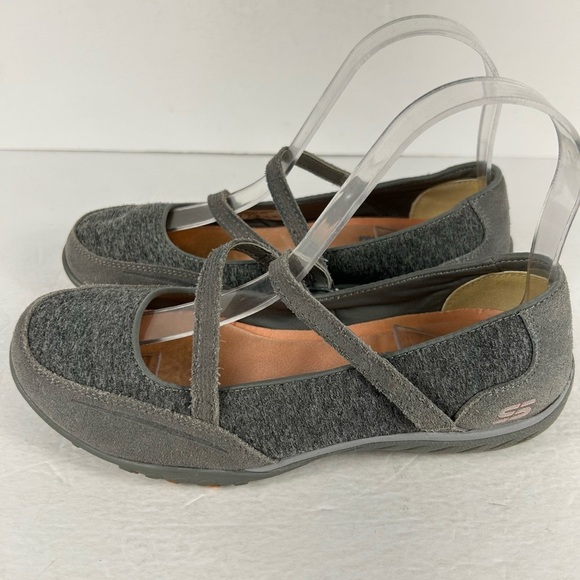 Sketchers Memory Foam Women's Gray Mary Jane Flats Size 6 - Picture 7 of 9